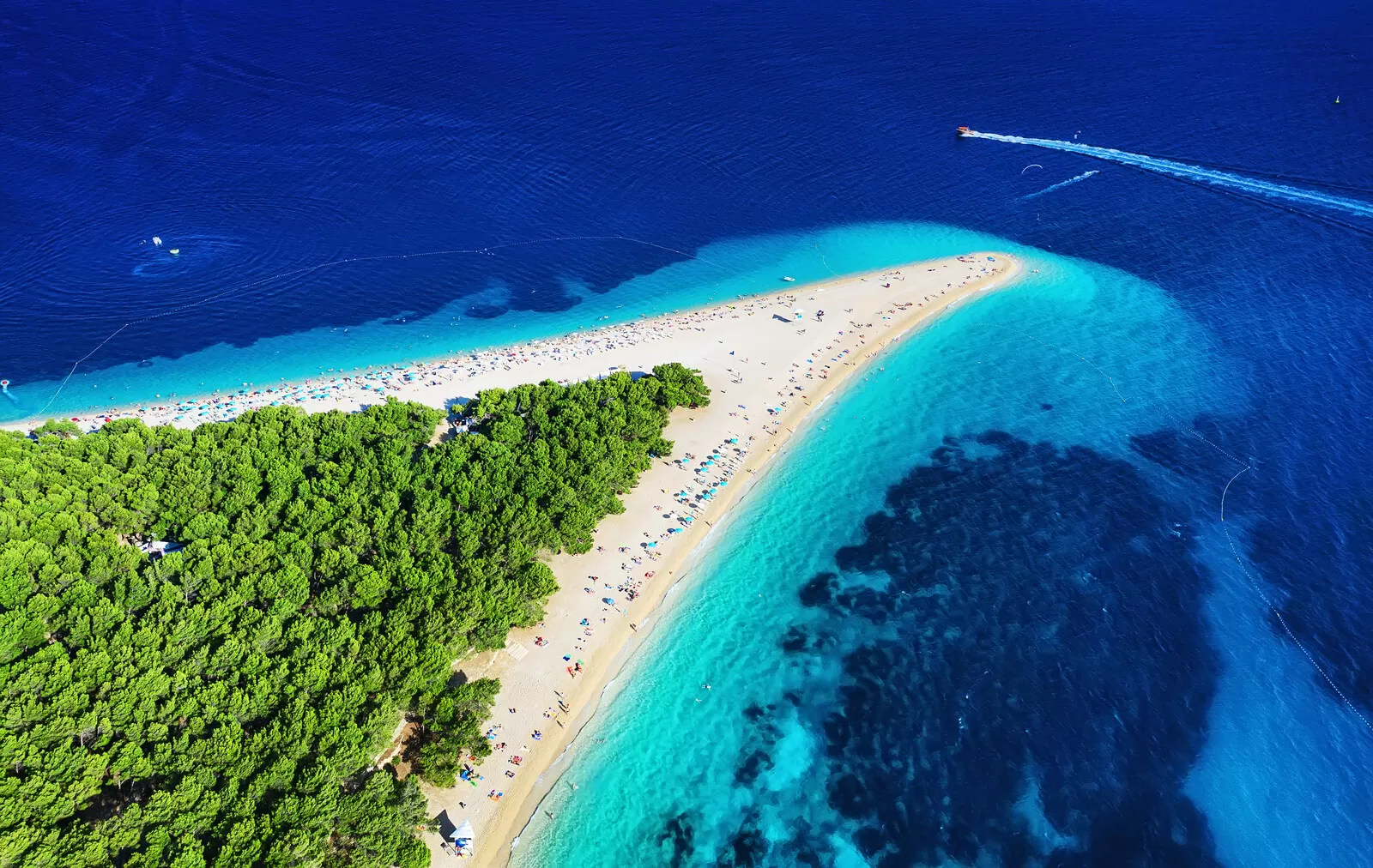 Beautiful and unique beach Zlatni rat on the island of Brač